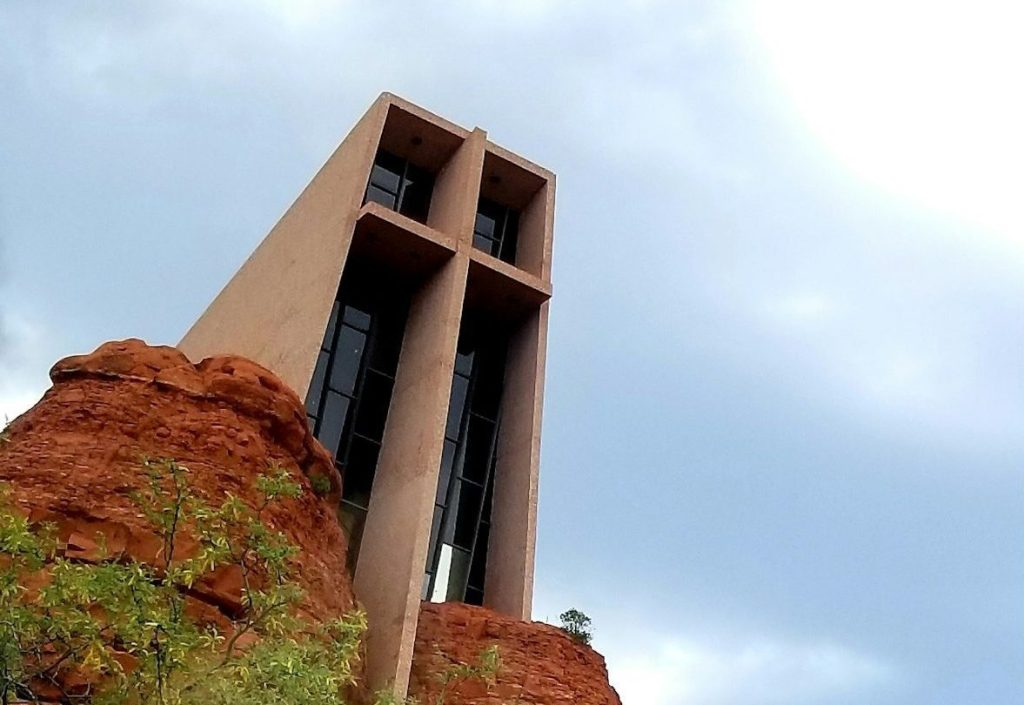 Peace To All That Enter! Church of the Holy Cross in the red rocks of Sedona, Arizona.